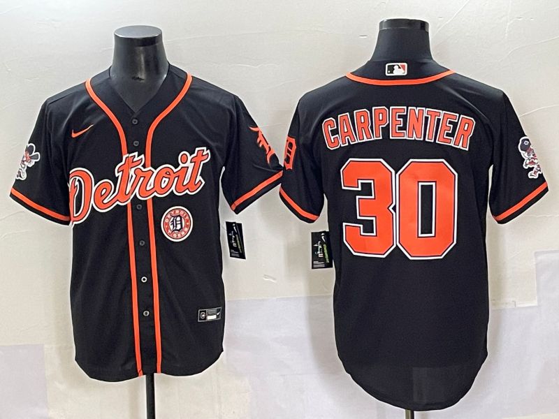 Men 2025 Detroit Tigers #30 Carpenter Black Joint Name Nike MLB Jersey style 8